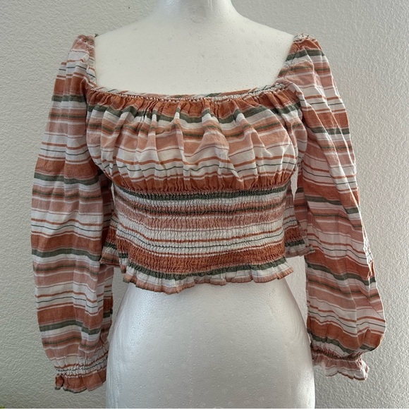 NECTAR CLOTHING Striped Off-Shoulder Top - Multicolor SIZE M 100% cotton - Picture 2 of 8